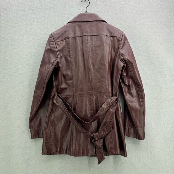 Vintage Y2K The Tannery Genuine Leather Belted Blazer Jacket size 11/12 - Picture 3 of 9
